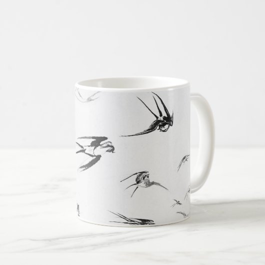 レトロのつばめの鳥の自然動物 コーヒーマグカップ (正面右)