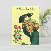 レトロのにわか雨のパーティーの発表の招待状 招待状 (スタンド正面)