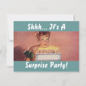 レトロのびっくりパーティGalのお誕生日ケーキの招待状 招待状 (正面)