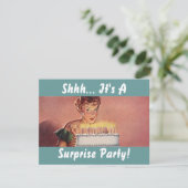 レトロのびっくりパーティGalのお誕生日ケーキの招待状 招待状 (スタンド正面)