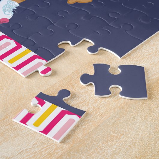 レトロのアフリカ系アメリカ人のローラースケートで滑るの誕生日 ジグソーパズル (側面)