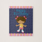 レトロのアフリカ系アメリカ人のローラースケートで滑るの誕生日 ジグソーパズル (縦)