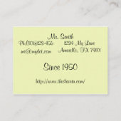 レトロのアーガイル柄のな世紀半ばモダンなビジネスカードChub 名刺 (裏面)