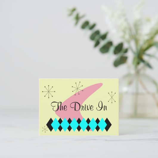 レトロのアーガイル柄のな世紀半ばモダンなビジネスカードChub 名刺 (スタンド正面)