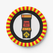 レトロのアーケードのビデオゲームのテーマの誕生日 ペーパープレート (正面)