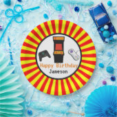 レトロのアーケードのビデオゲームコンソール誕生日 ペーパープレート (パーティー)