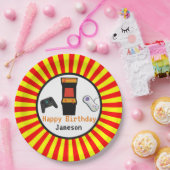 レトロのアーケードのビデオゲームコンソール誕生日 ペーパープレート (パーティー)