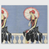 レトロのアールデコ少し黒い服のパーティー ラッピングペーパー (フラット)