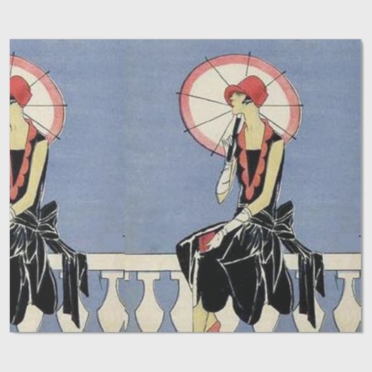 レトロのアールデコ少し黒い服のパーティー ラッピングペーパー (フラット)