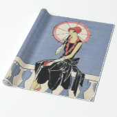 レトロのアールデコ少し黒い服のパーティー ラッピングペーパー (アンロールド)