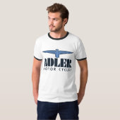 レトロのアール・デコのAdlerのオートバイのロゴのワシの翼 Tシャツ (正面フル)