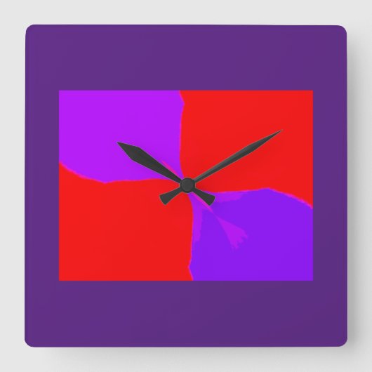 レトロのイメージ1の紫色及び赤の広場の柱時計 スクエア壁時計 (正面)