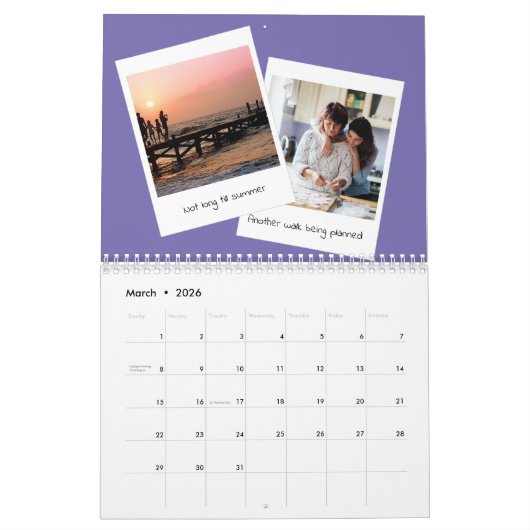 レトロのインスタントフォトファミリーカレンダー カレンダー (3月 2026)