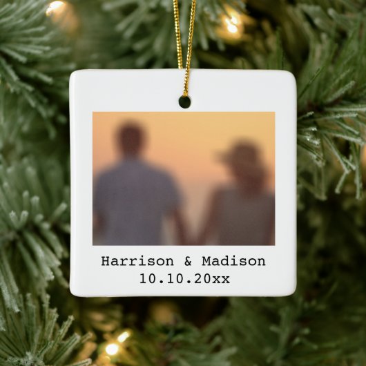 レトロのインスタント写真名日付クリスマス セラミックオーナメント (ツリー)