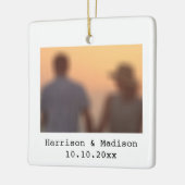 レトロのインスタント写真名日付クリスマス セラミックオーナメント (左)