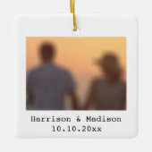 レトロのインスタント写真名日付クリスマス セラミックオーナメント (正面)