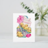 レトロのイースターチックスのバスケットはがき ポストカード (スタンド正面)