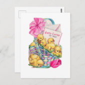 レトロのイースターチックスのバスケットはがき ポストカード (正面/裏面)