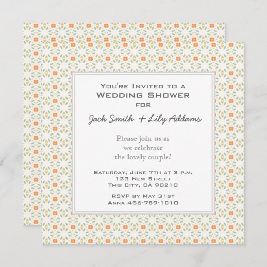 レトロのウェディングシャワーの招待状-オレンジ 招待状 (正面/裏面)