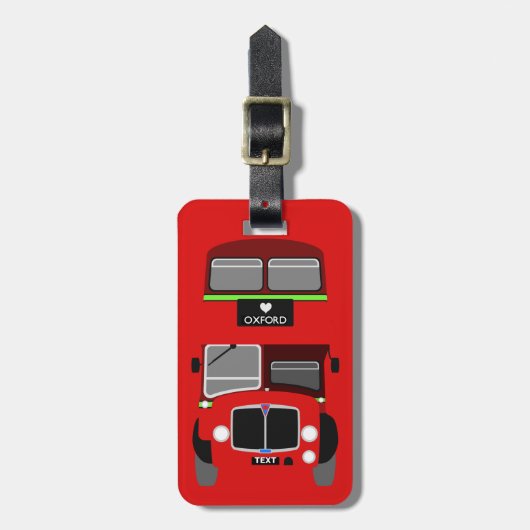 レトロのオックスフォードの二重デッカーバスを個人化して下さい ラゲッジタグ (正面縦)
