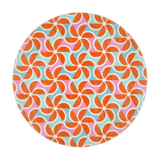 レトロのオレンジくさびパターン カッティングボード (正面)