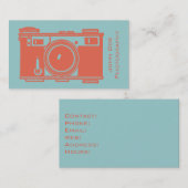 レトロのオレンジヴィンテージのフィルムのカメラの写真撮影 名刺 (正面/裏面)