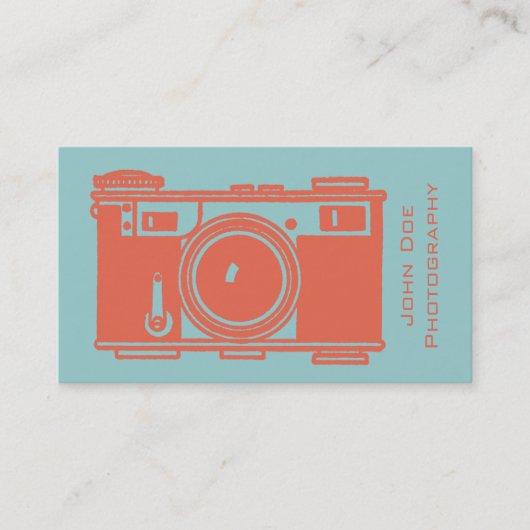 レトロのオレンジヴィンテージのフィルムのカメラの写真撮影 名刺 (正面)