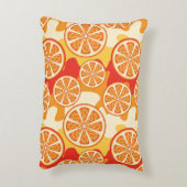 レトロのオレンジ柑橘類パターン アクセントクッション (裏面(縦))