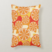 レトロのオレンジ柑橘類パターン アクセントクッション (正面(垂直))