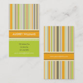 レトロのオレンジ緑のストライプパターンプロフィールカード 名刺 (正面/裏面)
