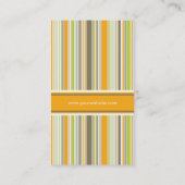 レトロのオレンジ緑のストライプパターンプロフィールカード 名刺 (裏面)