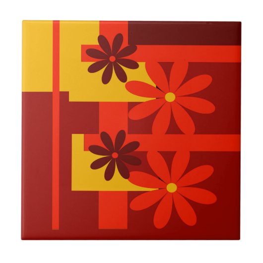 レトロのオレンジ70年代 タイル (正面)