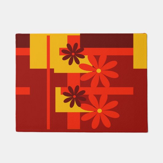 レトロのオレンジ70年代 ドアマット (正面)