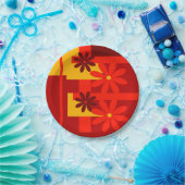 レトロのオレンジ70年代 ペーパープレート (パーティー)