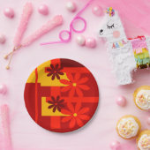 レトロのオレンジ70年代 ペーパープレート (パーティー)