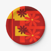 レトロのオレンジ70年代 ペーパープレート (正面)