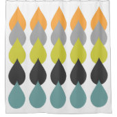 レトロのオレンジ、淡黄緑、水のはっきりしたな雨滴Geo シャワーカーテン (正面)