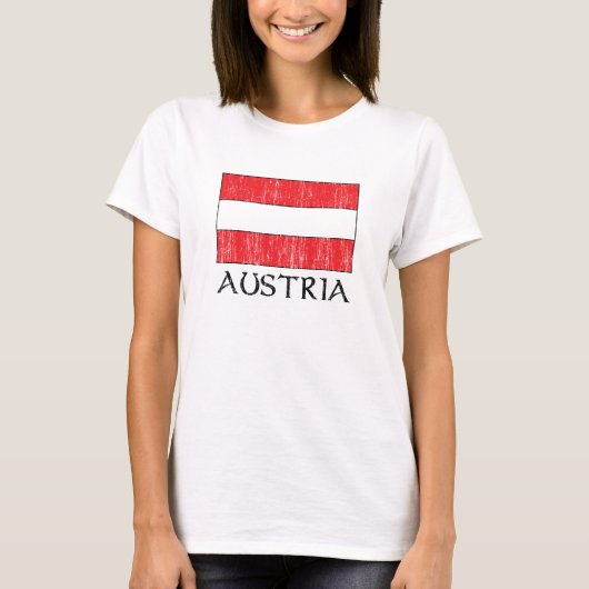 レトロのオーストリアの旗のTシャツ Tシャツ (正面)