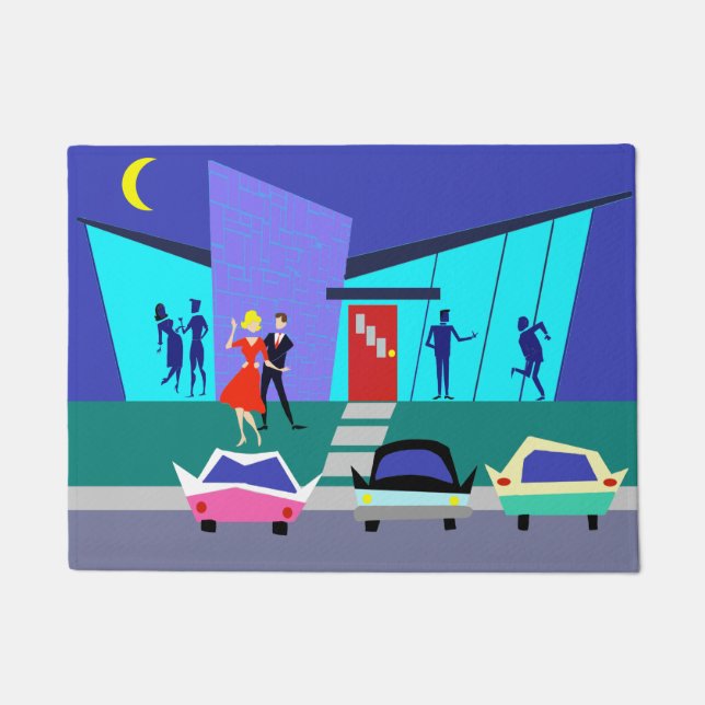 レトロのオープンハウスのパーティーのドア・マット ドアマット (正面)