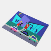 レトロのオープンハウスのパーティーのドア・マット ドアマット (アングル)