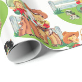 レトロのカウボーイの女性のカーボーイの子供の誕生日 ラッピングペーパー (ロールコーナー)