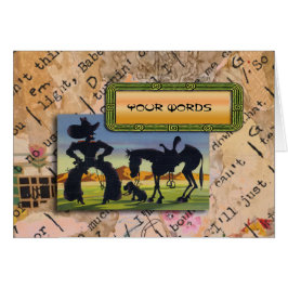 レトロのカウボーイの風刺漫画のあなたの単語