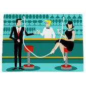 レトロのカクテルラウンジのギフトバッグ ラージペーパーバッグ (正面)