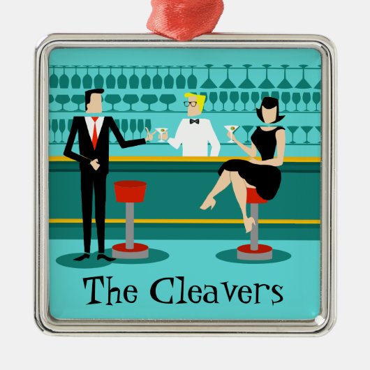 レトロのカクテルラウンジのクリスマスのオーナメント メタルオーナメント (正面)