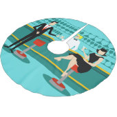 レトロのカクテルラウンジのクリスマスツリーのスカート ブラッシュドポリエステルツリースカート (アングル)