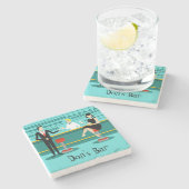 レトロのカクテルラウンジの石のコースター ストーンコースター (横)