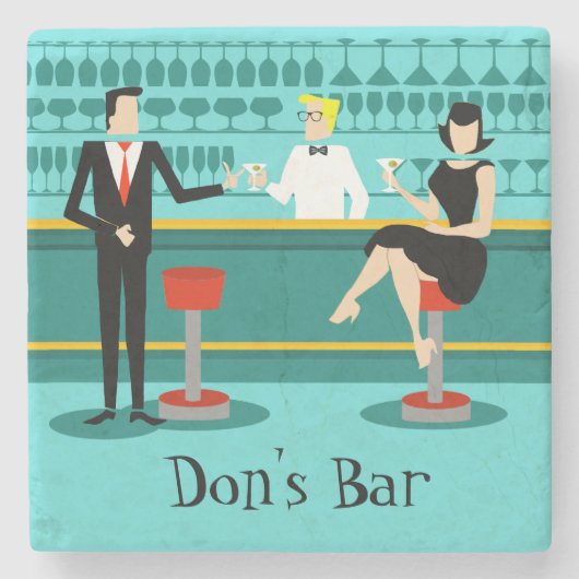 レトロのカクテルラウンジの石のコースター ストーンコースター (正面)