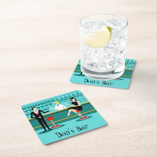 レトロのカクテルラウンジの紙のコースター スクエアペーパーコースター (インサイチュ)