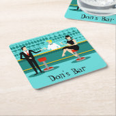 レトロのカクテルラウンジの紙のコースター スクエアペーパーコースター (アングル)