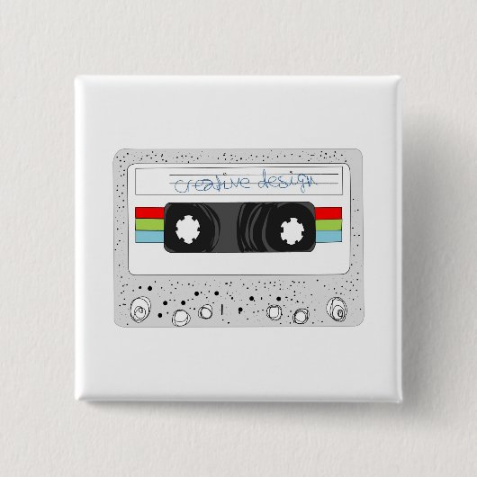 レトロのカセットテープ80sのスタイル 缶バッジ (正面)